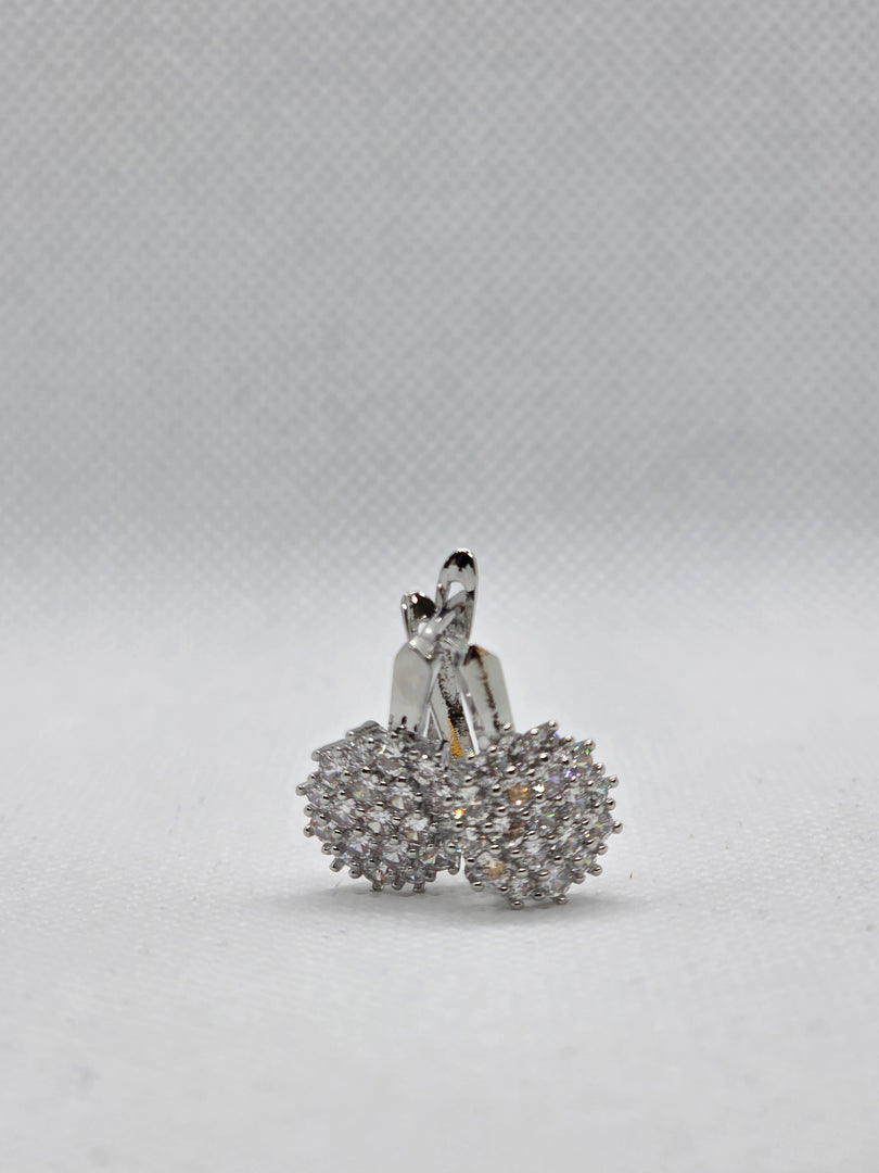 Dainty CZ Snowflake Charm Hoop in silver Earrings-