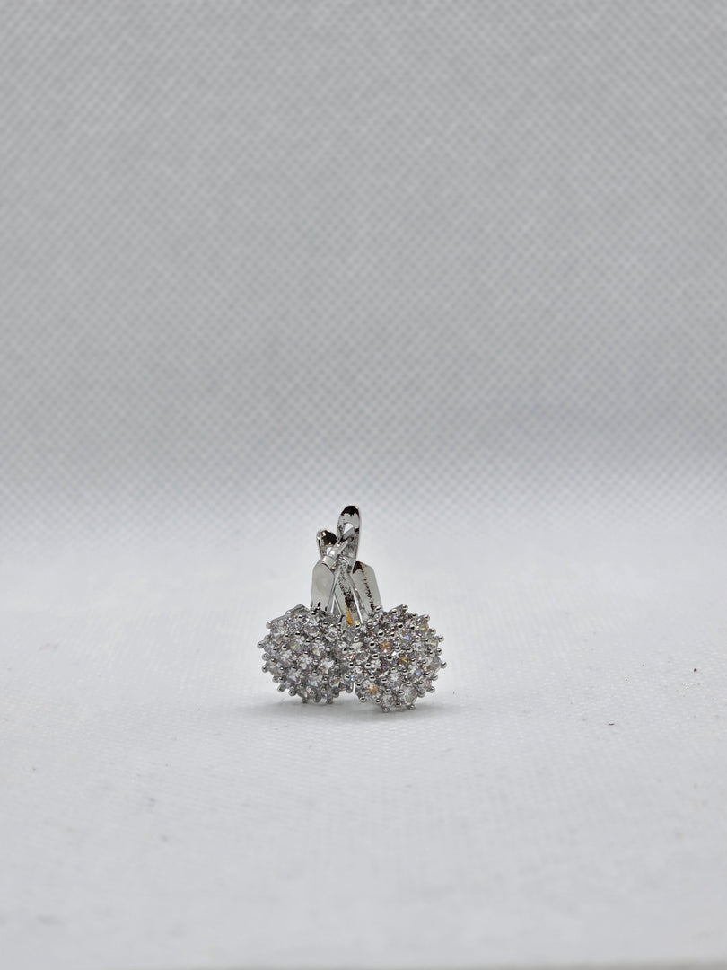 Dainty CZ Snowflake Charm Hoop in silver Earrings-