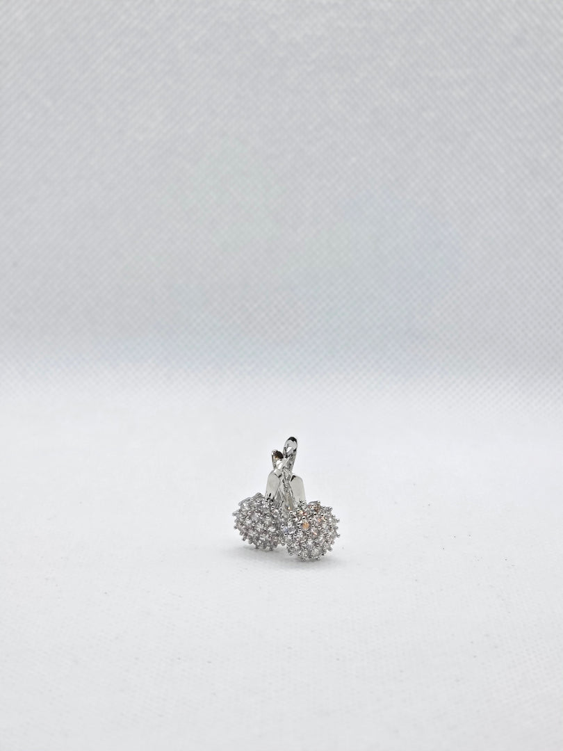 Dainty CZ Snowflake Charm Hoop in silver Earrings-