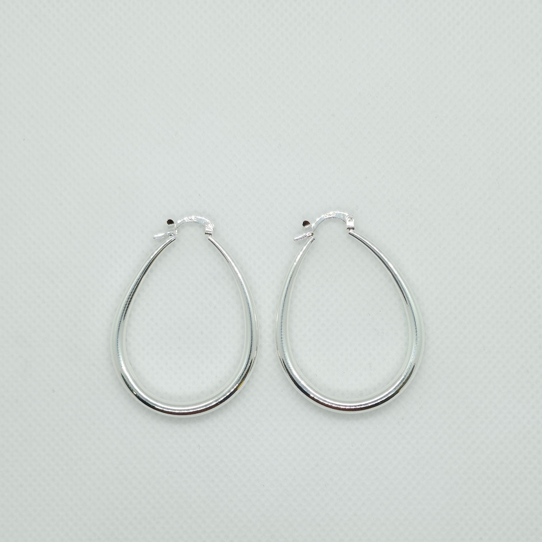 925 Sterling Silver Large Oval Hoop Huggie Earrings|