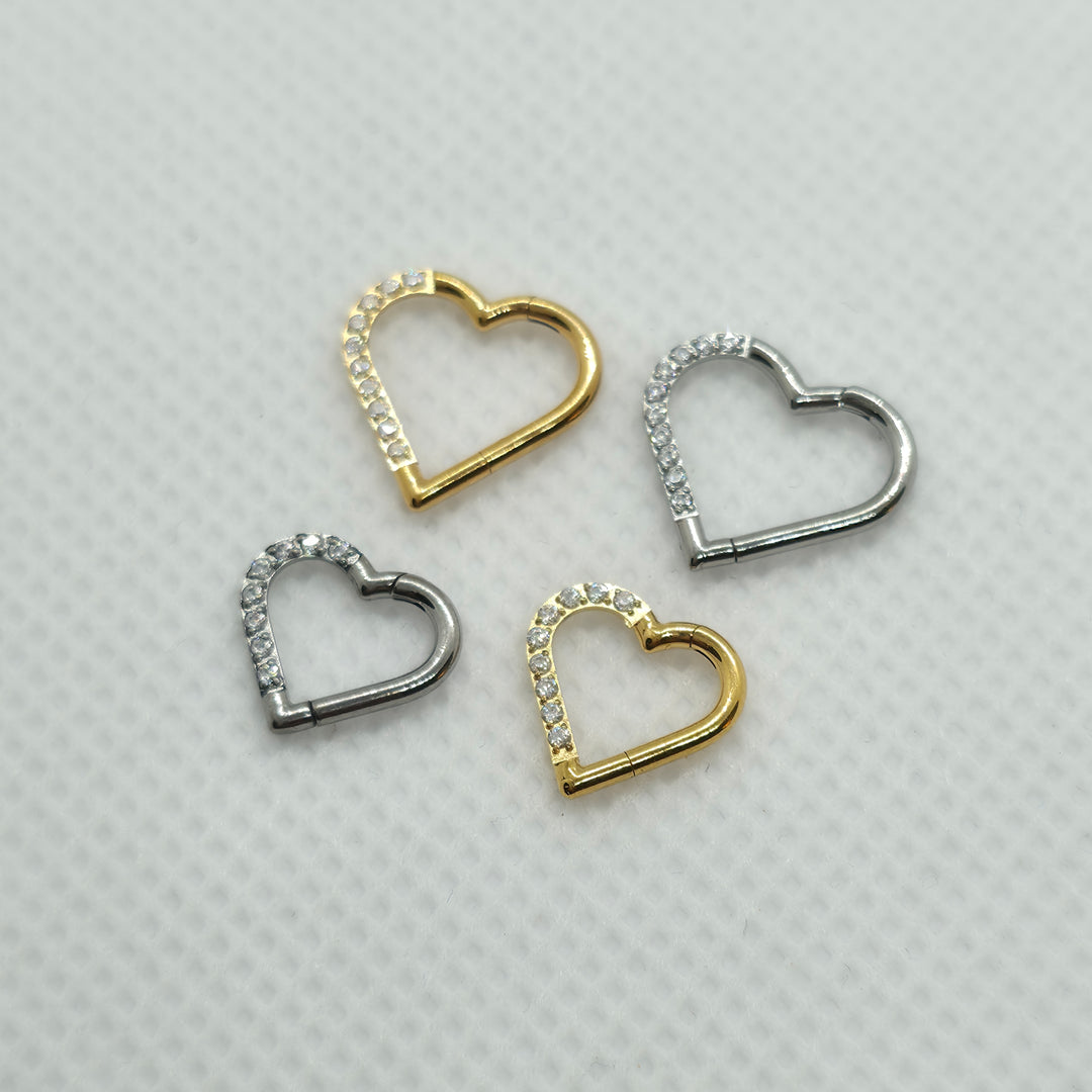2PCS G23 Titanium Heart Nose Piercing Rings – Elegant 16G Gold Nose Jewelry for Women