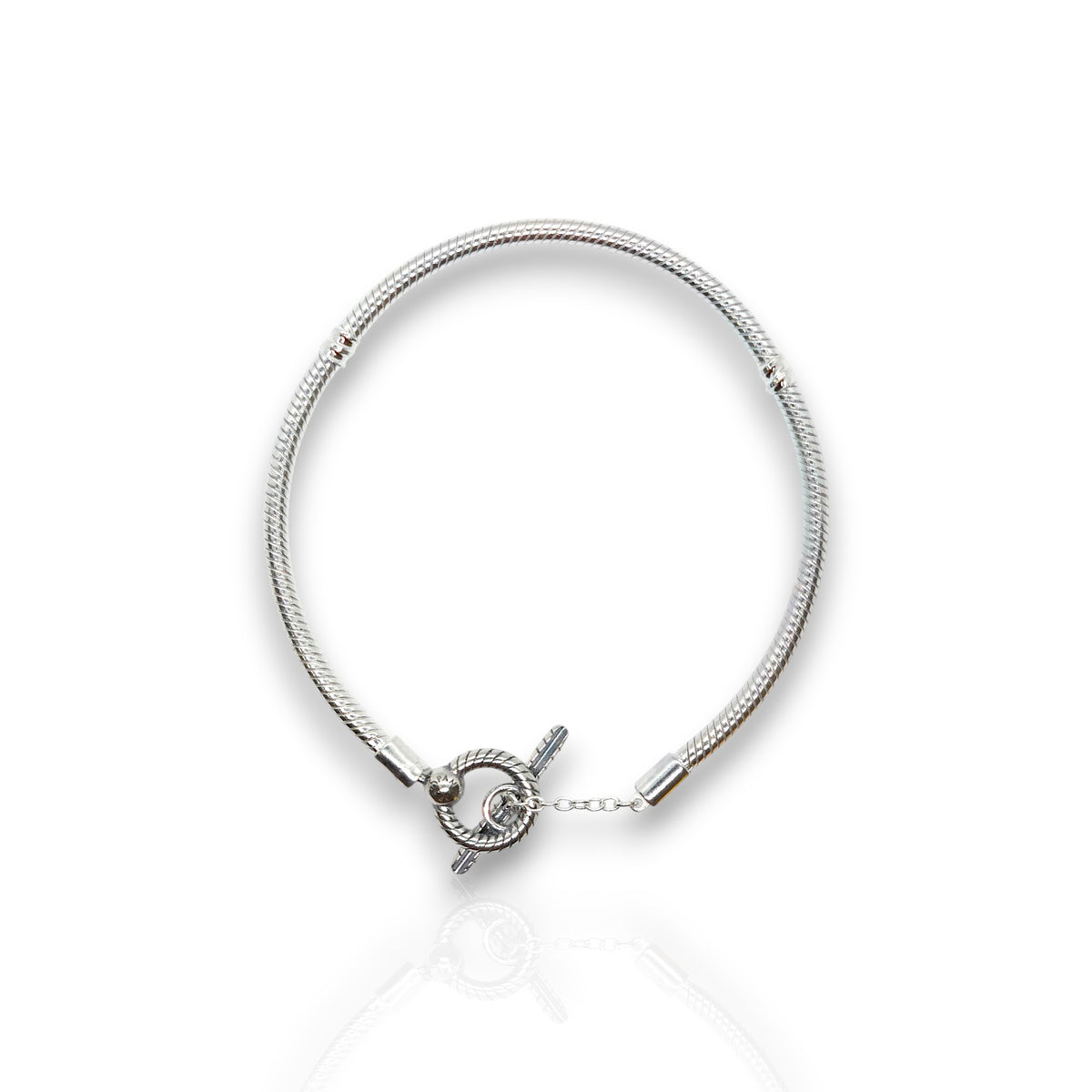 "Hope" European Snake Chain Bracelet With Rhinestone Heart & Love Beads - Compatible With Pandora & More