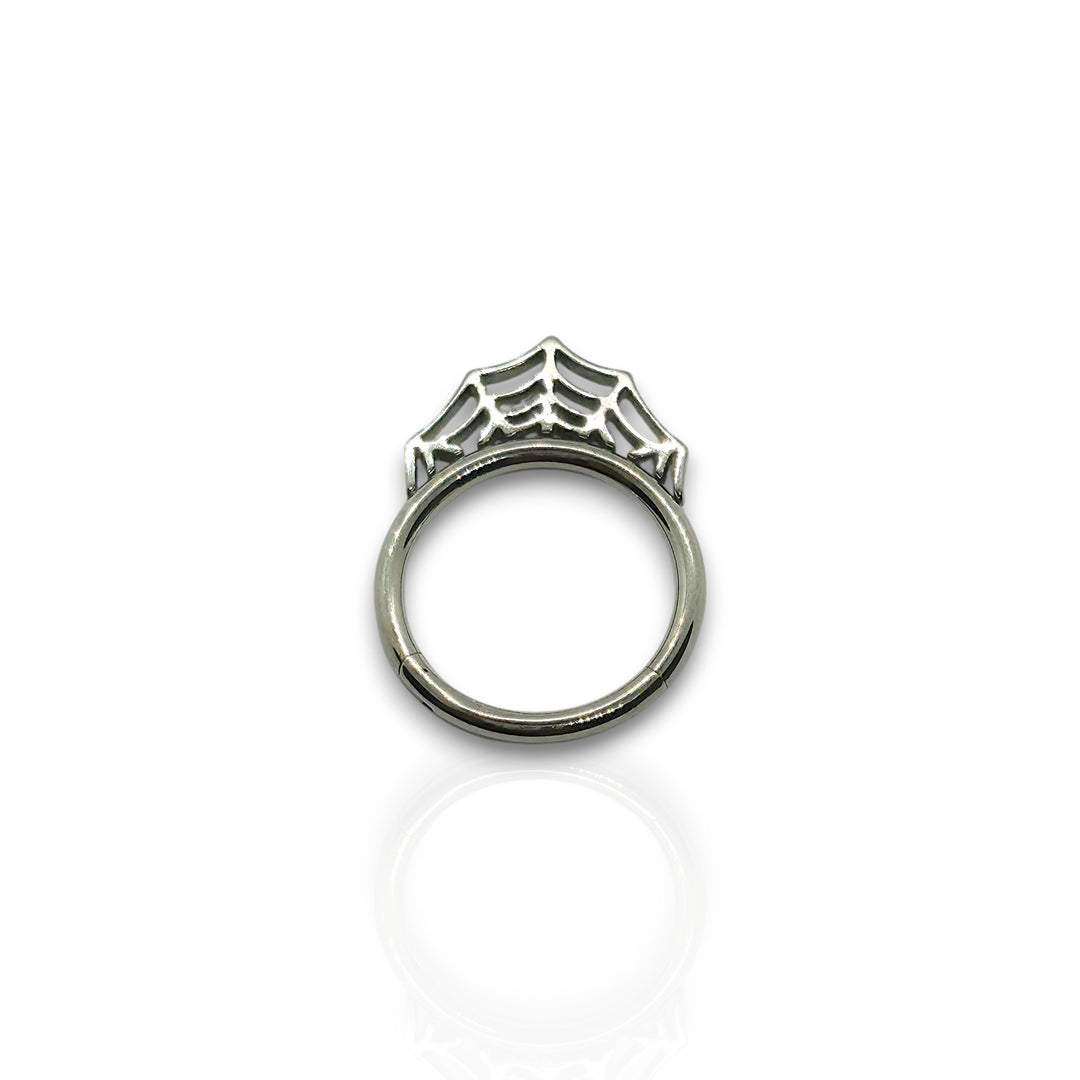 16G Spider Web Septum Ring – Black & Silver Clicker