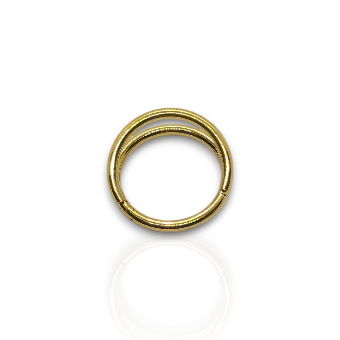 16G Gold F136 Titanium Double Hoop Septum Ring – Layered Clicker 