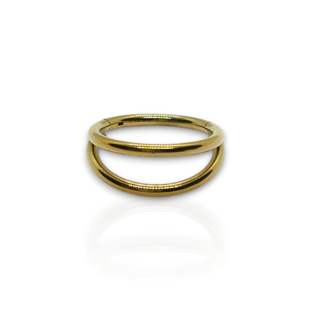 16G Gold F136 Titanium Double Hoop Septum Ring – Layered Clicker 