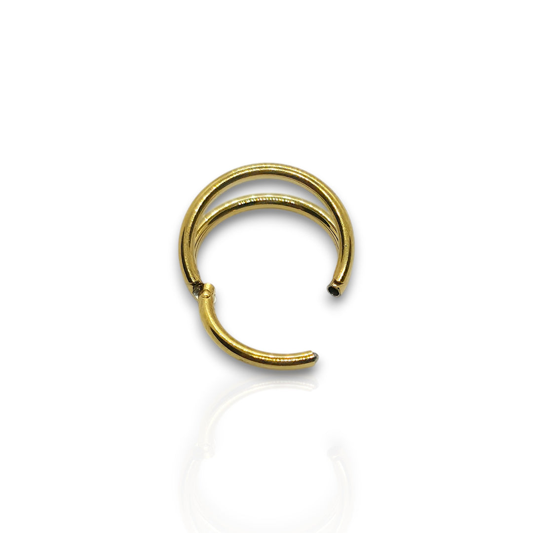 16G Gold F136 Titanium Double Hoop Septum Ring – Layered Clicker 