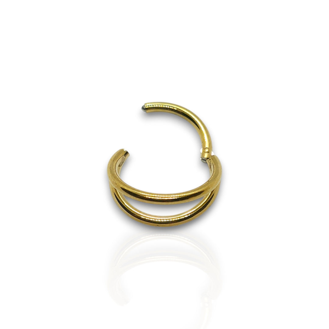 16G Gold F136 Titanium Double Hoop Septum Ring – Layered Clicker 