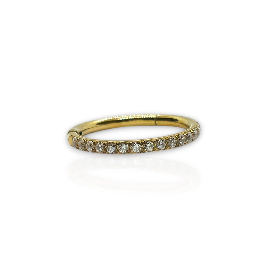 CZ Gold Micro Pave Hinged Clicker Ring