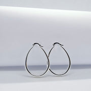 925 Sterling Silver Large Oval Hoop Huggie Earrings|