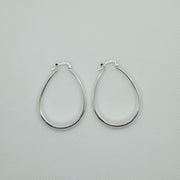925 Sterling Silver Large Oval Hoop Huggie Earrings|