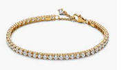 14k Gold-Plated Sparkling Tennis Bracelet with Dangle Stone