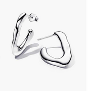 Silver V-Shape Hoop Earrings
