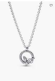 Sparkling Herbarium Circle & Cluster Pendant Necklace – Nature-Inspired Elegance