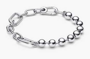 Sterling Silver Bead & Link Chain Bracelet – Edgy Meets Elegant
