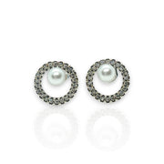 Pandora Treated Freshwater Cultured Pearl & Pavé Halo Stud Earrings – Classic Elegance with a Sparkling Touch