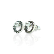 Pandora Treated Freshwater Cultured Pearl & Pavé Halo Stud Earrings – Classic Elegance with a Sparkling Touch