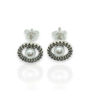 Pandora Treated Freshwater Cultured Pearl & Pavé Halo Stud Earrings – Classic Elegance with a Sparkling Touch