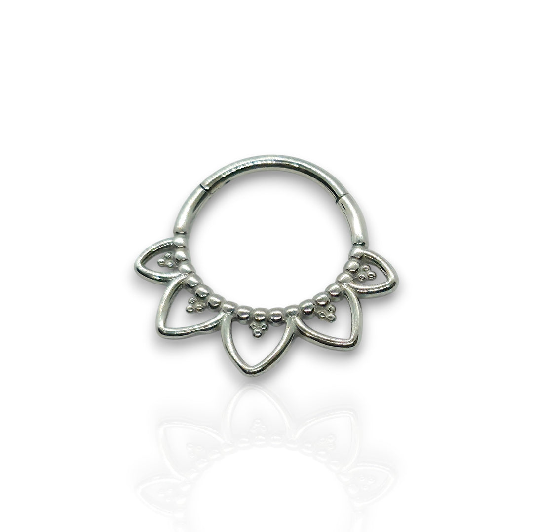 Silver Titanium Flower Petal Clicker Hoop