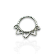 Silver Titanium Flower Petal Clicker Hoop