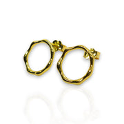 Pandora Organically Shaped Circle Stud Earrings – Elegant Gold Minimalism