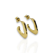 14K Gold Organically V-Shaped Open Hoop Earrings – Modern Elegance with a Natural