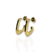 14K Gold Organically V-Shaped Open Hoop Earrings – Modern Elegance with a Natural