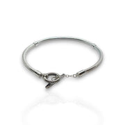 S925 Sterling Silver Snake Chain T Bracelet with Heart Clasp – Elegant European Charm Bracelet & Best Gift