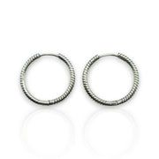 Adorable Silver Circle Charm Hoop Earrings – Elegant & Timeless