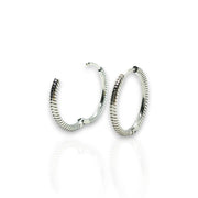 Adorable Silver Circle Charm Hoop Earrings – Elegant & Timeless