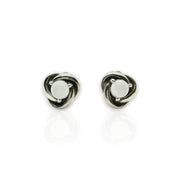 Sterling Silver June Birthstone Eternity Circle Stud Earrings – Elegant Faux Mother-of-Pearl Design