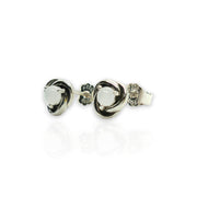 Sterling Silver June Birthstone Eternity Circle Stud Earrings – Elegant Faux Mother-of-Pearl Design