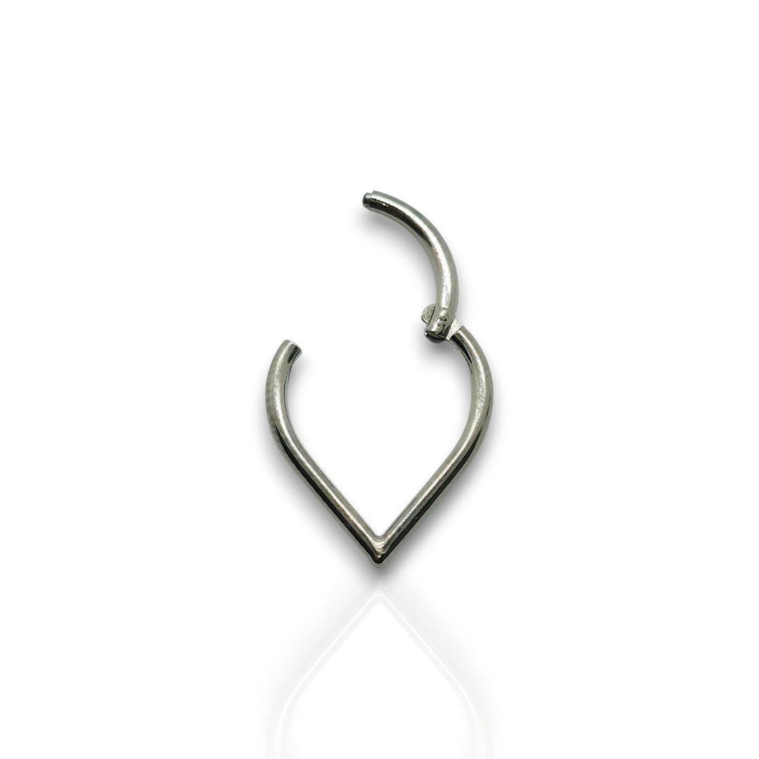 Triangle silver V-Shaped Septum Nose Ring – Hinged Clicker Hoop