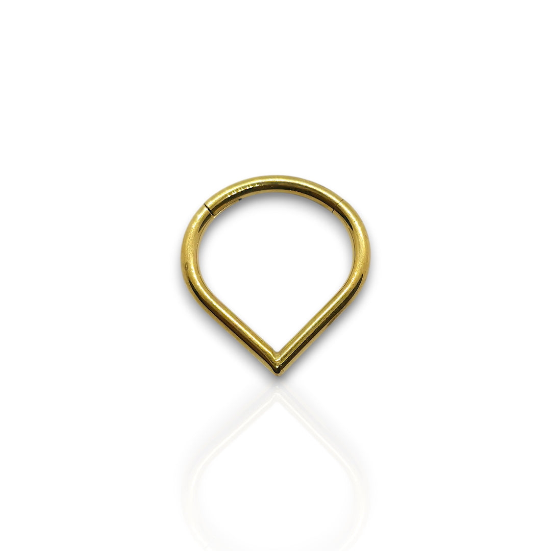 Gold V-Shaped Triangle Septum Ring – Hinged Clicker Hoop