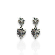 Double Heart Sparkling Earrings – Elegant Silver Love Statement