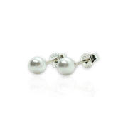 Sterling Silver 5.3mm Cultured Pearl Post Stud Earrings – Timeless Elegance