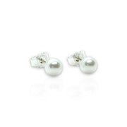 Sterling Silver 5.3mm Cultured Pearl Post Stud Earrings – Timeless Elegance