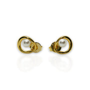 18K Gold Pearl Stud Earrings – Timeless Elegance for Women
