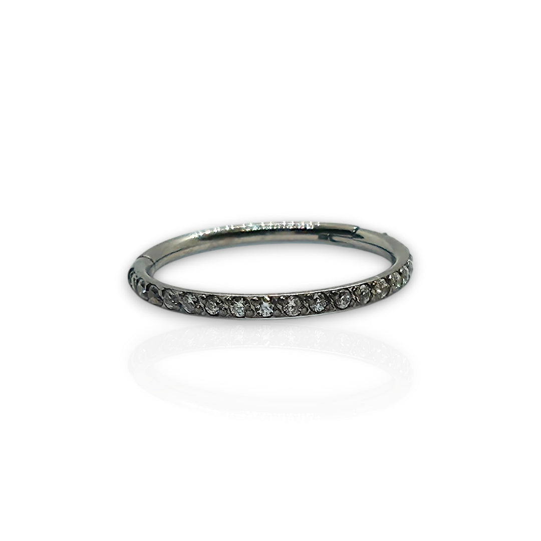 Implant Grade Titanium Paved CZ Hoop – Hinged Clicker